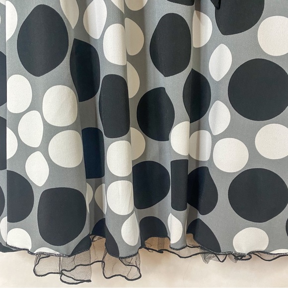 BCX Polka Dot Halter Dress with Peekaboo Ruffle, Black/White/Grey, Medium - Picture 6 of 9